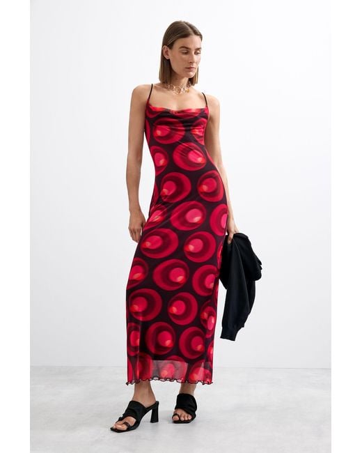 Desigual Red Knit Strap Dress