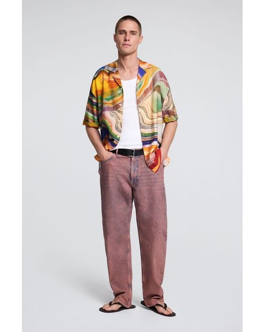 Desigual Brown Abstract Print Shirt for men