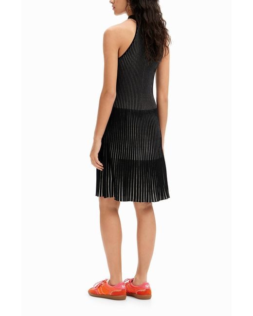 Desigual Black Short Ribbed Dress