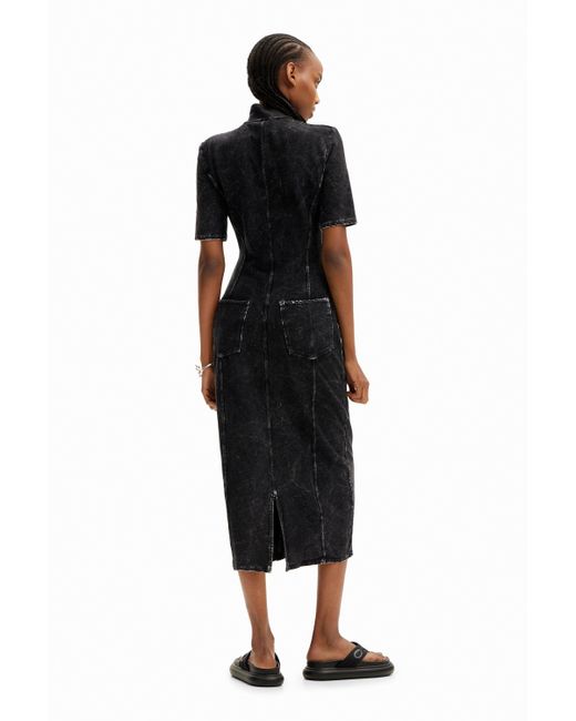 Desigual Black Nathy Peluso Zip Midi Dress