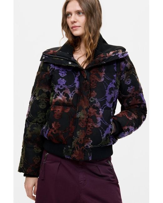 Desigual Blue Short Padded Coat, Polyester