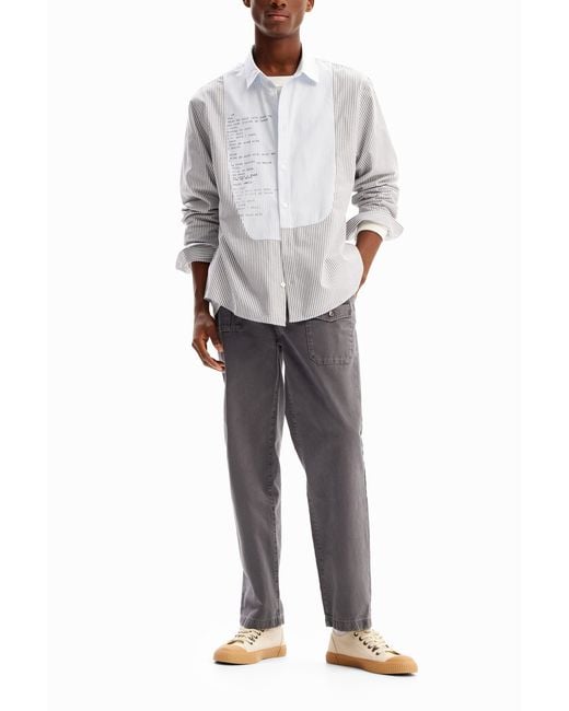 Chemise Rayures Patchwork, Coton, Noir Desigual pour homme en coloris White