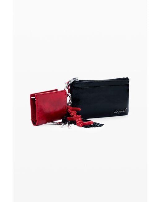 Desigual Red Small Charm Wallet, Polyurethane