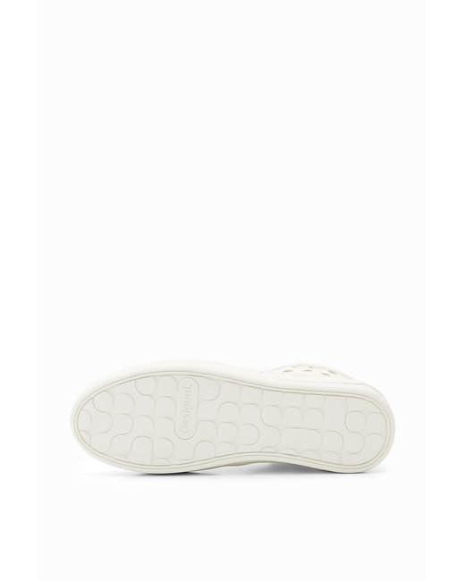 Desigual White High-Top Hole Sneakers, Polyurethane
