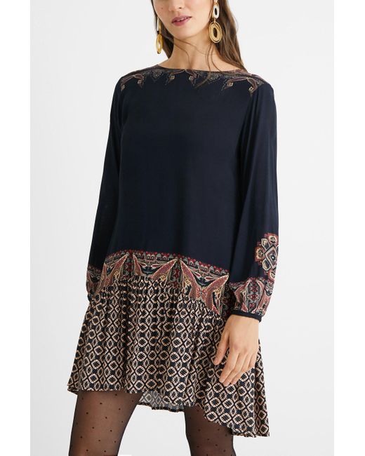 Desigual Blue Kurzes Boho-Kleid