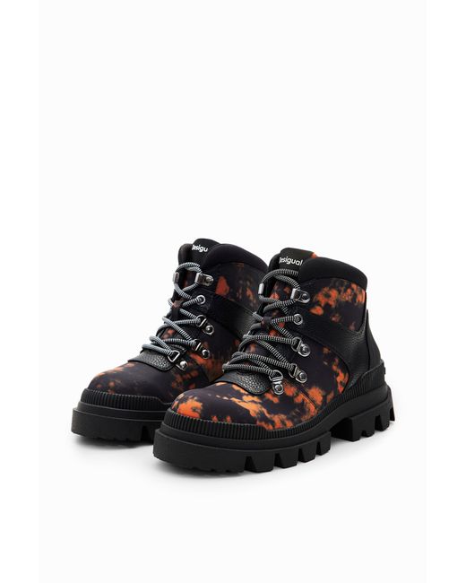 Desigual Black Printed Trekking Boots