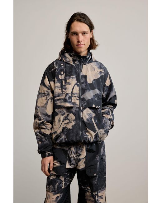 Desigual Blue Printed Gaugin Jacket, Polyamide for men