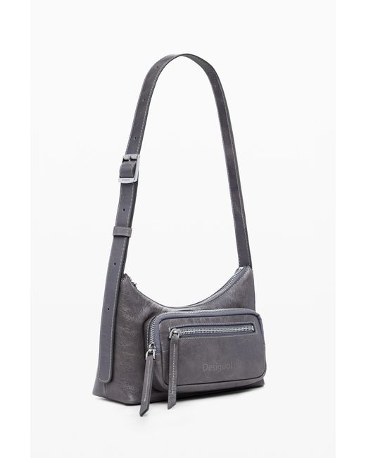 Desigual Black Ledertasche S, Cow Leather, Schwarz