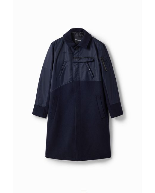 Desigual Blue Hybrid Pockets Coat for men