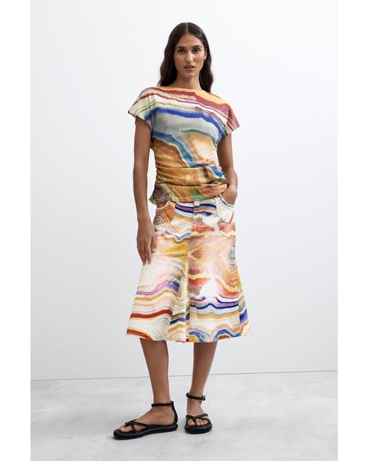 Desigual Multicolor Printed T-Shirt, Polyester