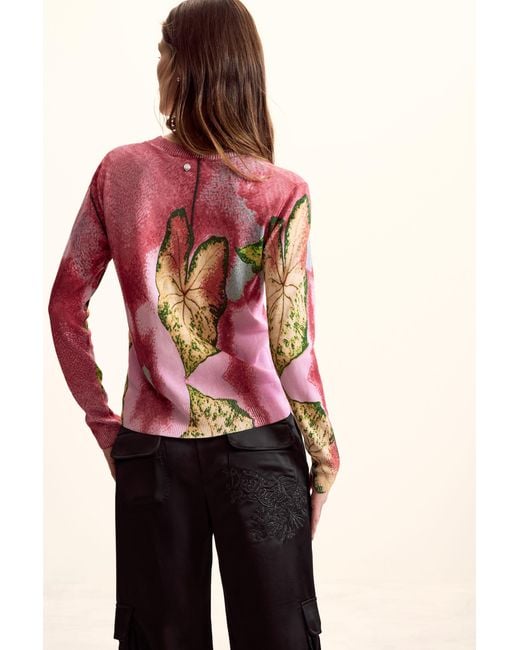 Desigual Red Sweater Designed By Mr. Christian Lacroix