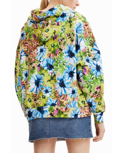 Desigual Green Oversize Floral Sweatshirt