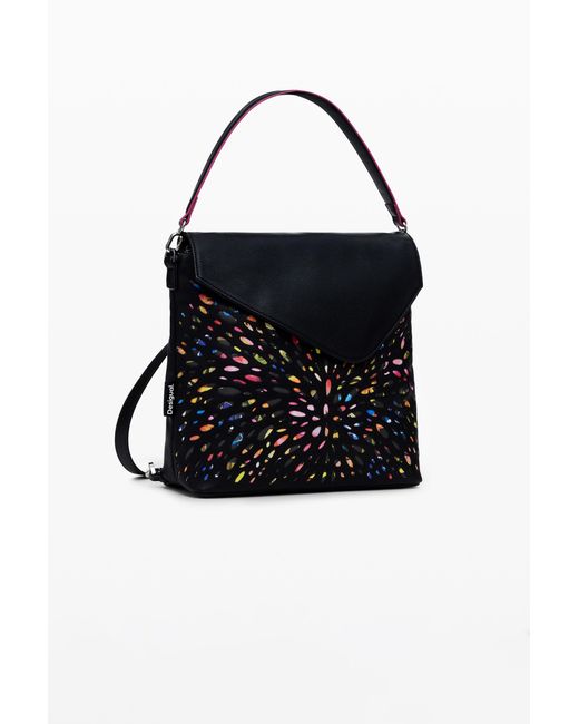 Desigual Black 2-In-1 Perforated Mini Backpack, Polyurethane