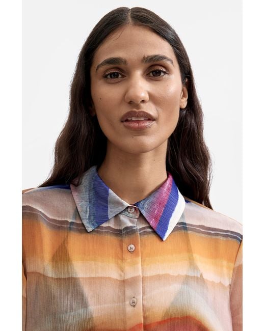 Desigual Orange Printed Long Sleeve Blouse, Polyester