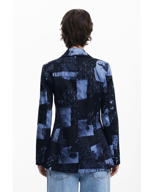 Desigual Blue Collage Print Blazer