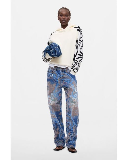 Desigual White Floral Sweatshirt 100% Cotton, Cotton