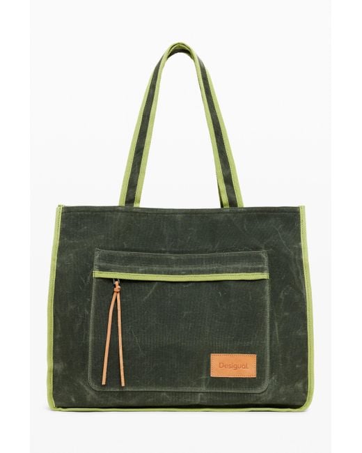 Desigual Green Shopper Bag With Large Pocket