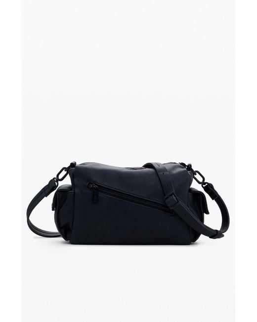 Desigual Blue Medium Bag With Topstitching, Polyurethane