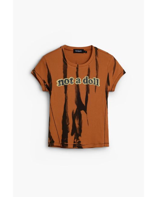 Desigual Brown Tie-Dye Print T-Shirt, Cotton