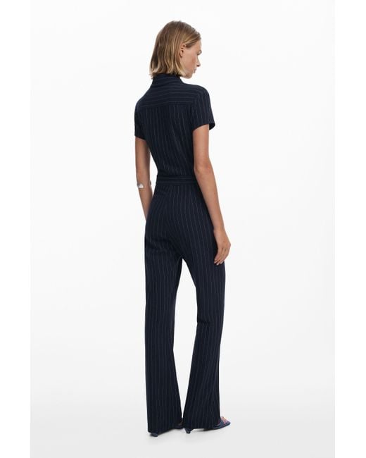 Desigual Blue Pinstripe Jumpsuit