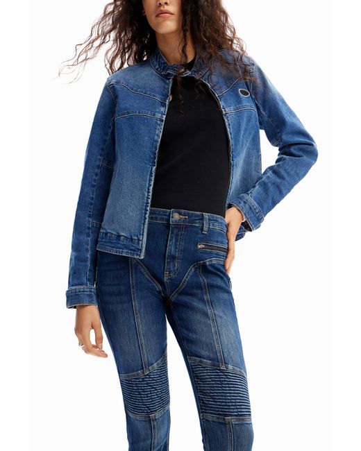 Desigual Blue Slim Biker Jeans, Cotton