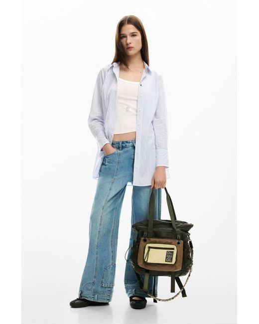 Sac À Dos Voyager En Nylon Ciré, Femme, Polyamide, Vert Desigual en coloris Black