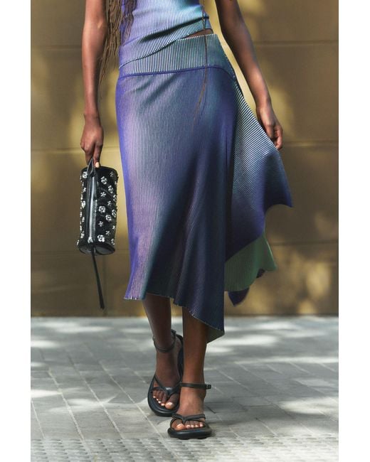 Desigual Blue Long Iridescent Knit Skirt
