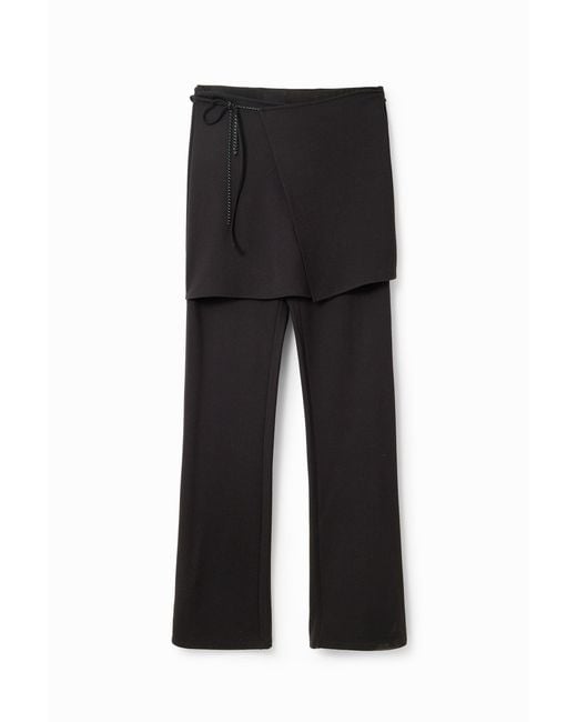 Desigual Black Straight Trousers With Skirt