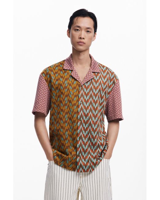 Camisa Jacquard Sixties Desigual de hombre de color Brown