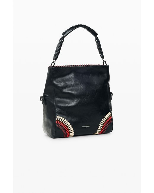 Desigual Black Medium Faux Leather Bag, Polyurethane