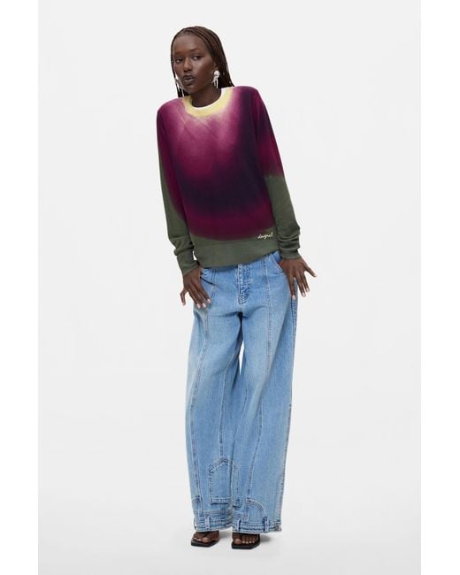 Desigual Purple Dip-Dye Effect Sweater