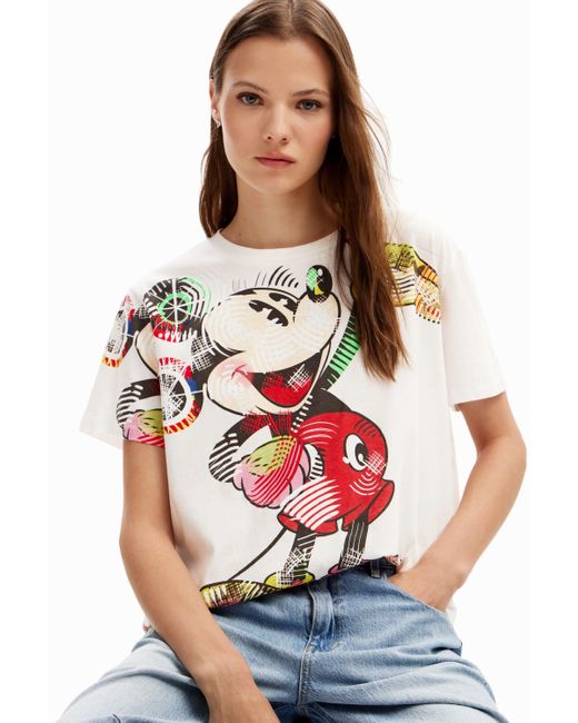 Desigual White Arty Mickey Mouse T-shirt