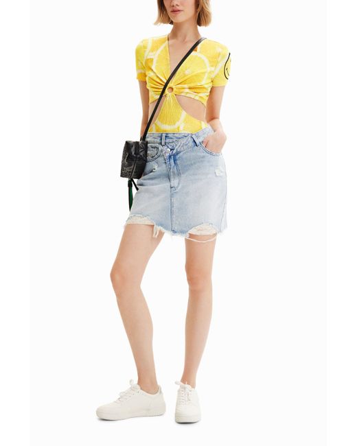 Desigual Yellow Body Cut-Outs Smiley