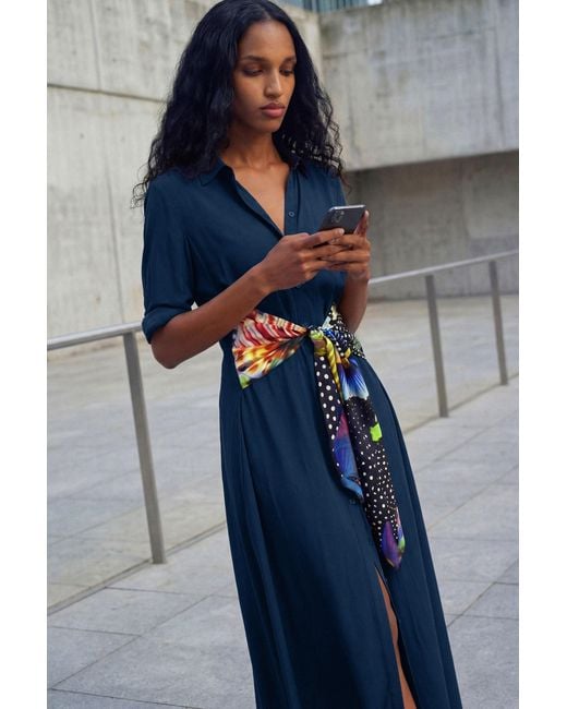 Desigual Blue Midi Shirt Dress M. C. Lacroix, Viscose