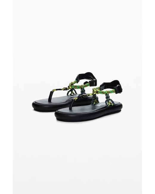 Desigual Black Flat Rope Sandals, Polyester