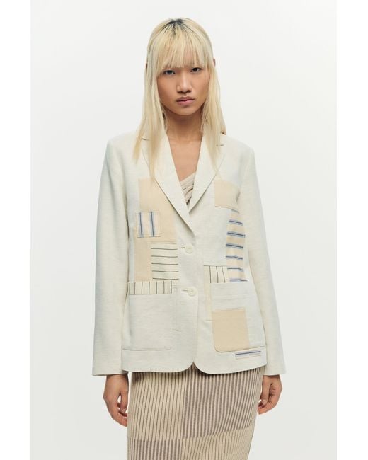 Desigual Natural Patchwork Blazer, Viscose