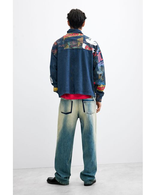 Desigual Blue Mickey Collage Sweatshirt, Cotton for men