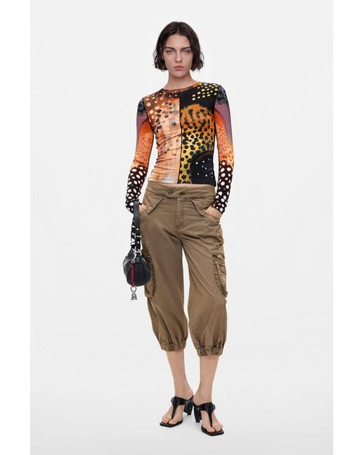 Desigual Multicolor Printed Long Sleeve T-Shirt, Viscose