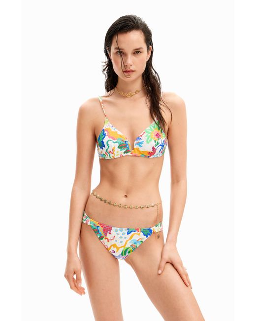 Desigual White Jungle Design Bikini Bottoms
