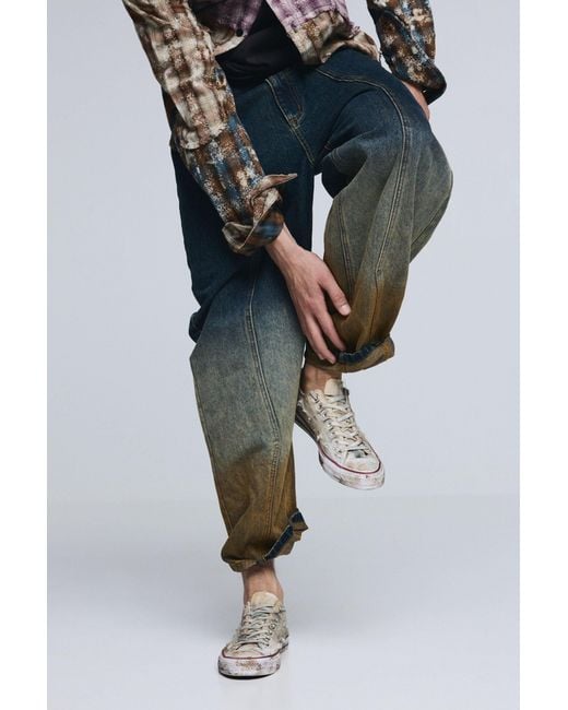 Desigual Blue Gradient Denim Trousers, Cotton for men