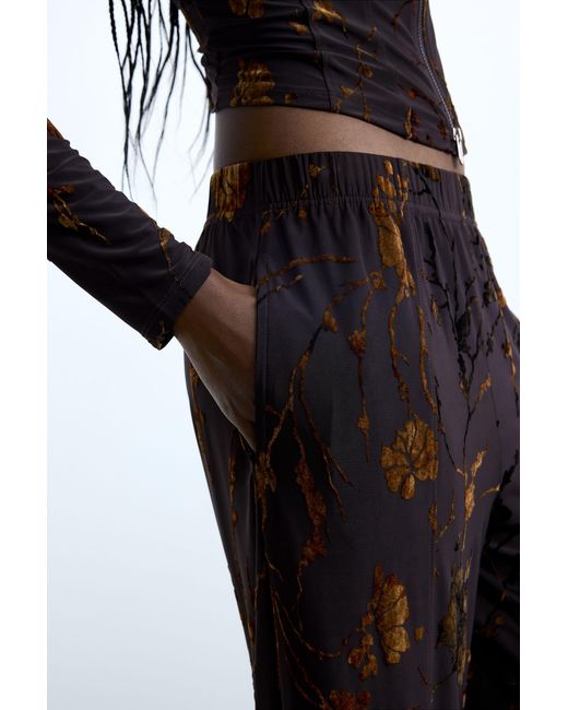 Desigual Black Long Flocked Trousers, Polyester