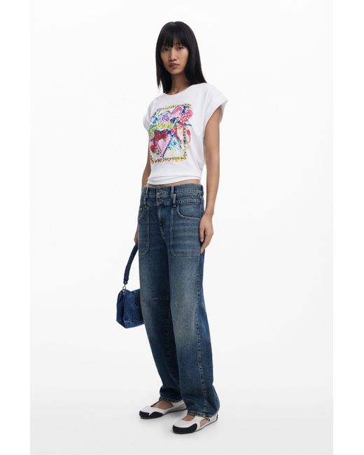 Desigual White Art Square T-Shirt