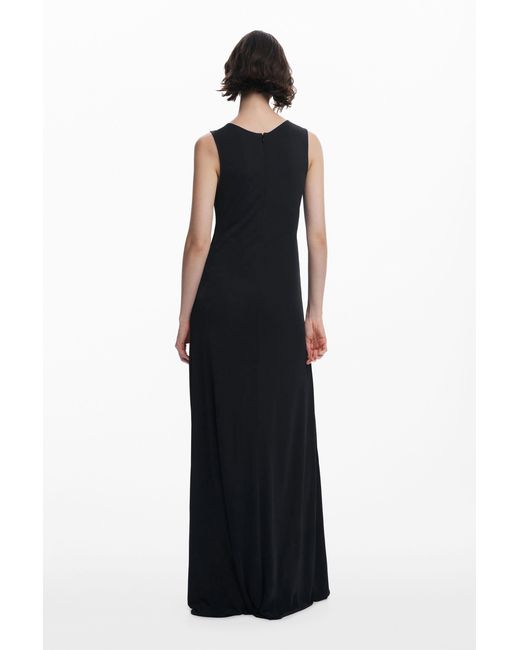 Desigual Black Long Dress With Metallic Appliqué, Viscose