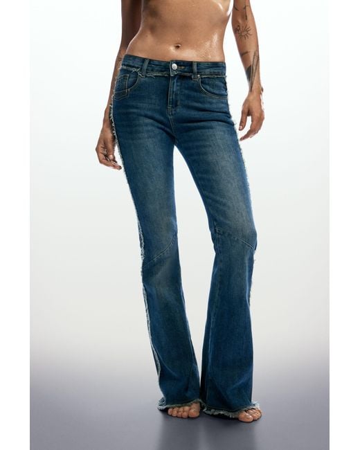 Desigual Blue Frayed Flare Jeans