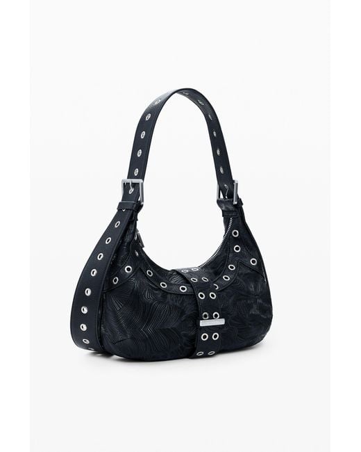 Desigual Black Studded Embossed Bag, Polyurethane