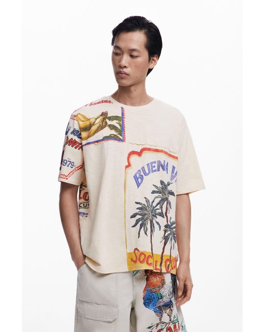 Desigual White Buenavida Postcard T-Shirt for men
