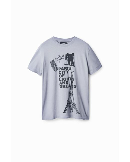 Desigual Gray Eiffel Tower T-shirt for men