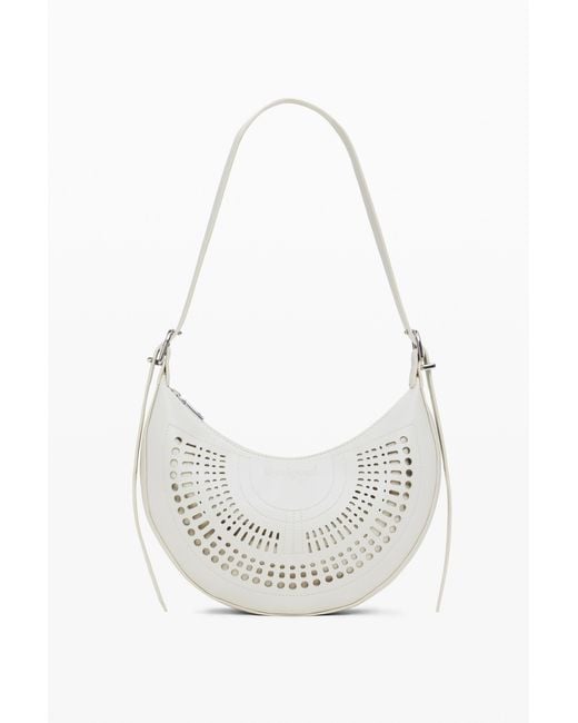 Desigual White Medium Perforated Bag, Polyurethane