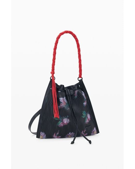 Desigual White Medium Backpack Flower Texture, Polyurethane