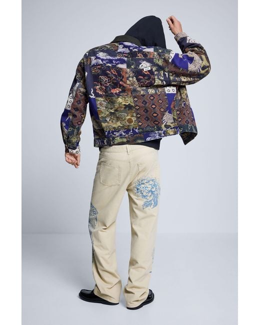Desigual Blue Camouflage Printed Jacket, Cotton for men